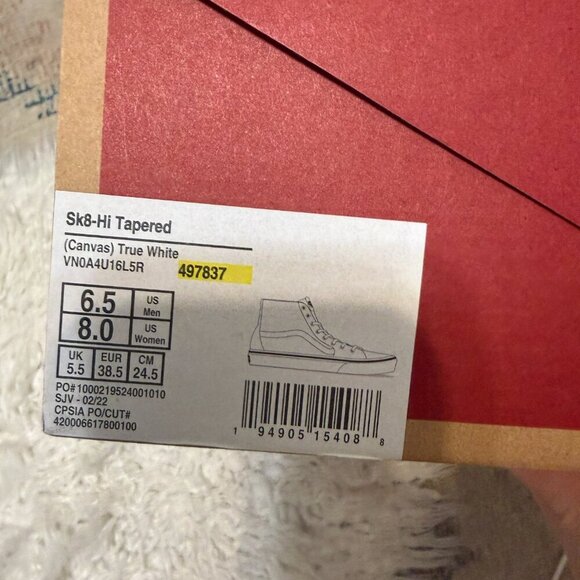 Vans Sk8-Hi Tapered Canvas Shoe in True White - Picture 5 of 8